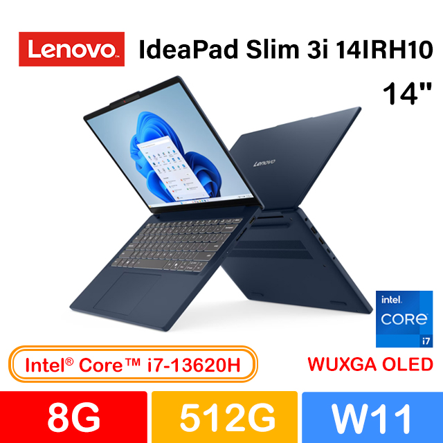 LENOVO 聯想 IdeaPad Slim 3i 14IRH10 83K0006UTW 藍 (i7-13620H/8G/512G PCIe/W11/WUXGA/OLED/14)