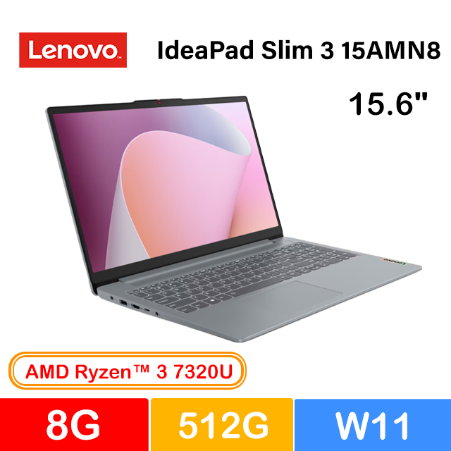 LENOVO 聯想 IdeaPad Slim 3 15AMN8 15.6吋文書效能筆電灰色(R3-7320U/8GB/512G/WIN11/82XQ00J9TW)