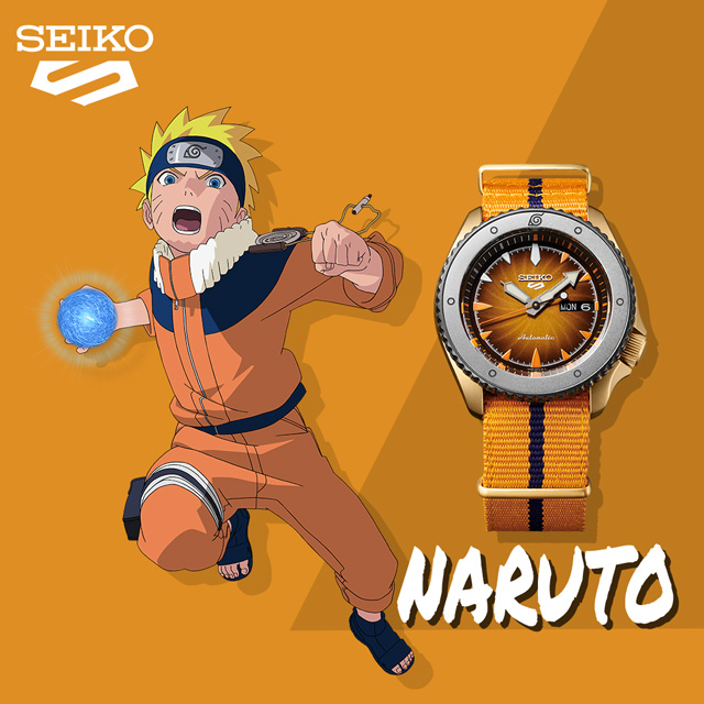 SEIKO 精工 5 Sports限量火影忍者漩渦鳴人聯名機械錶-42.5mm 4R36-10b0O(SRPF70K1)