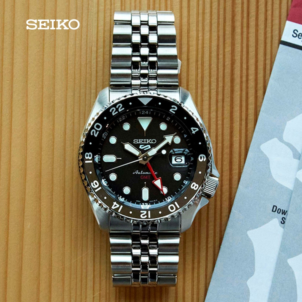 SEIKO精工 5 Sports 精工5號 GMT 兩地時間 機械錶-黑灰42.5mm (SSK001K1/4R34-00A0D)