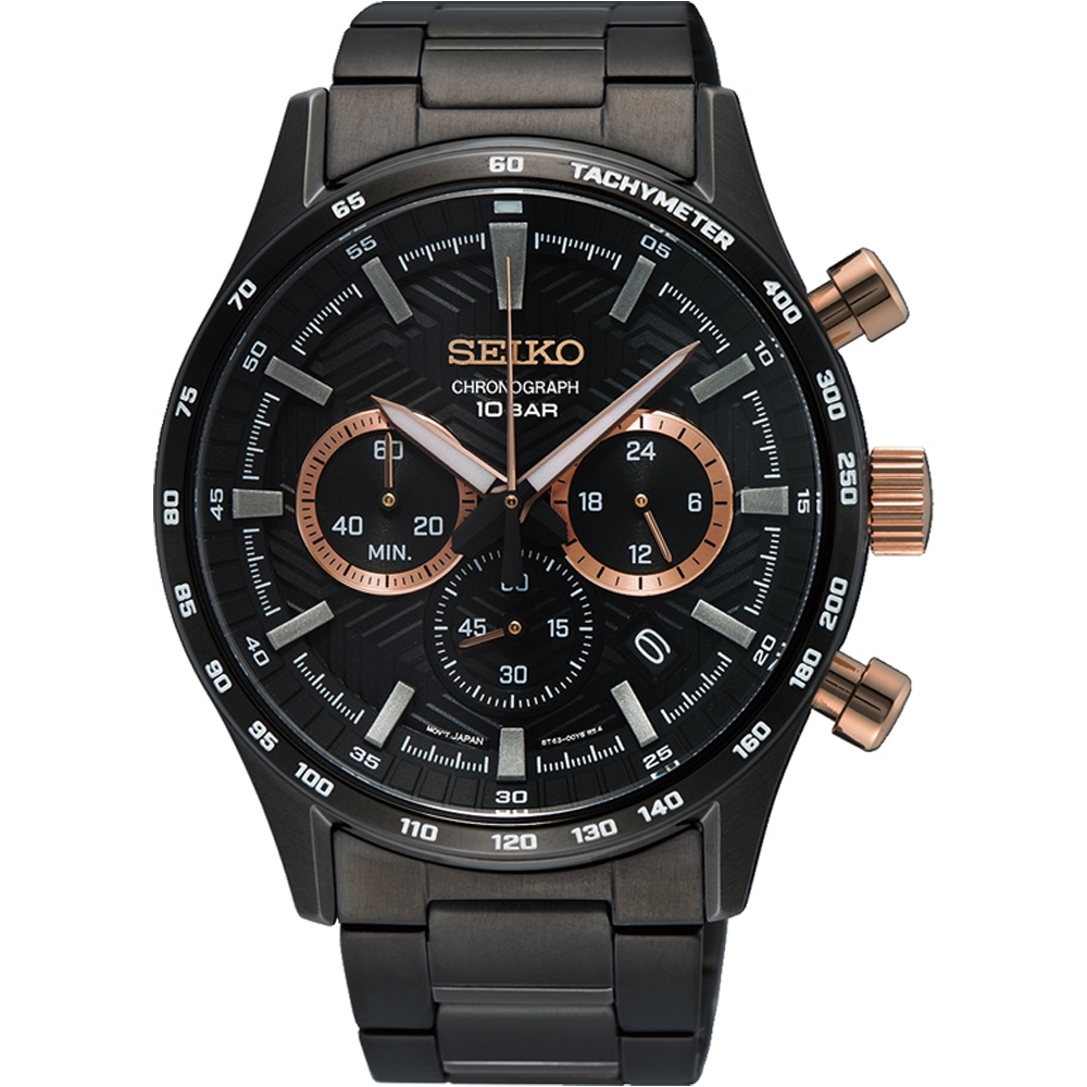 SEIKO 精工 日系黑熊貓錶計時手錶-41.5mm/SSB475P1/8T63-00Y0U
