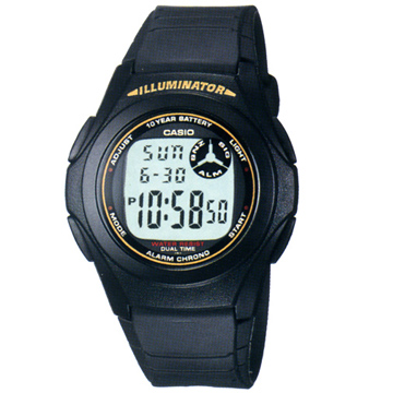 CASIO 十年電力運動電子數位錶(黑色黃字)