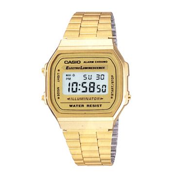 CASIO 城市時間數位腕錶-金色