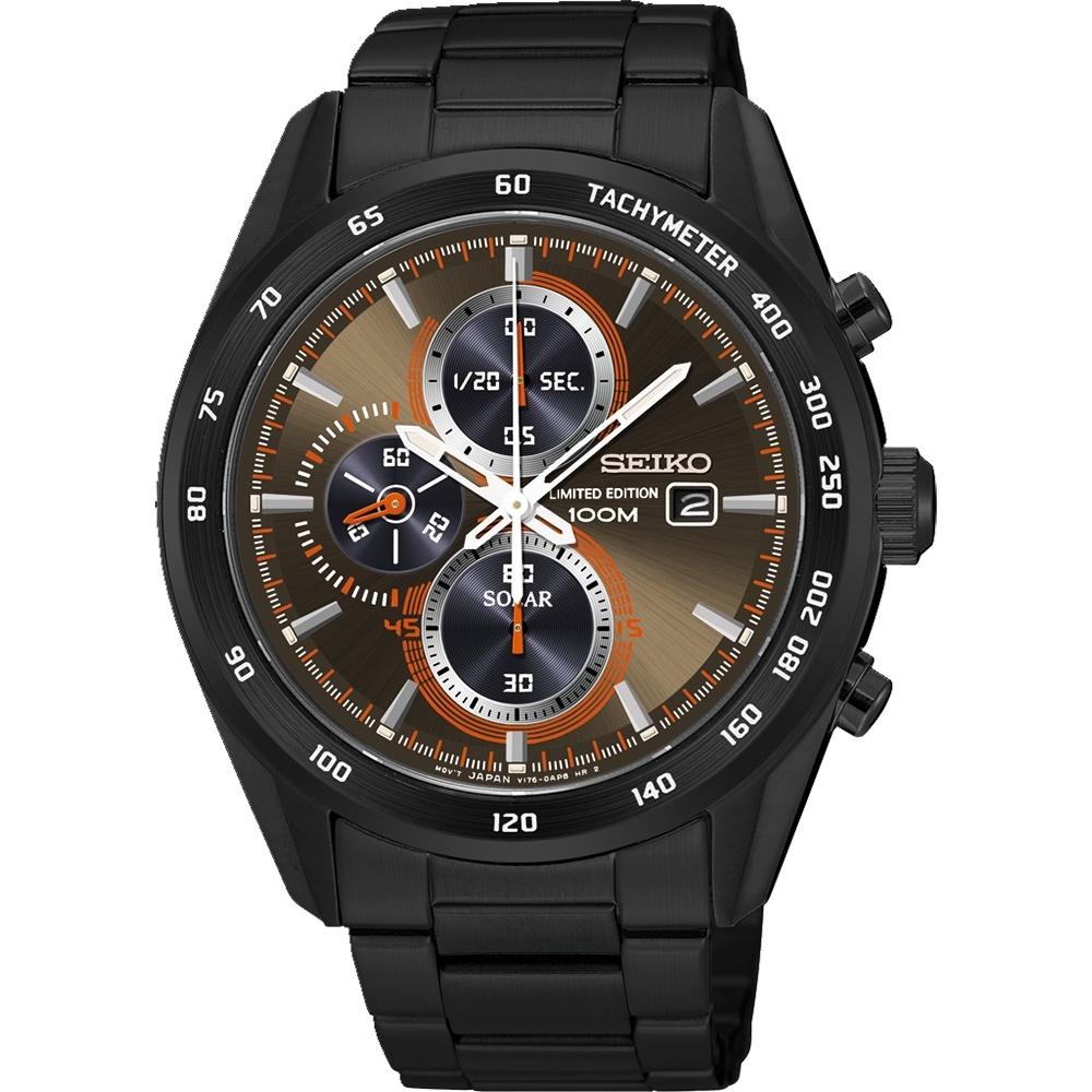 SEIKO Criteria時尚率性太陽能計時腕錶/古銅x黑鋼/V176-0AP0B