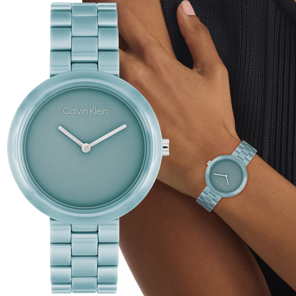 Calvin Klein CK Pure 簡約雙針陶瓷女錶-34mm 25100074