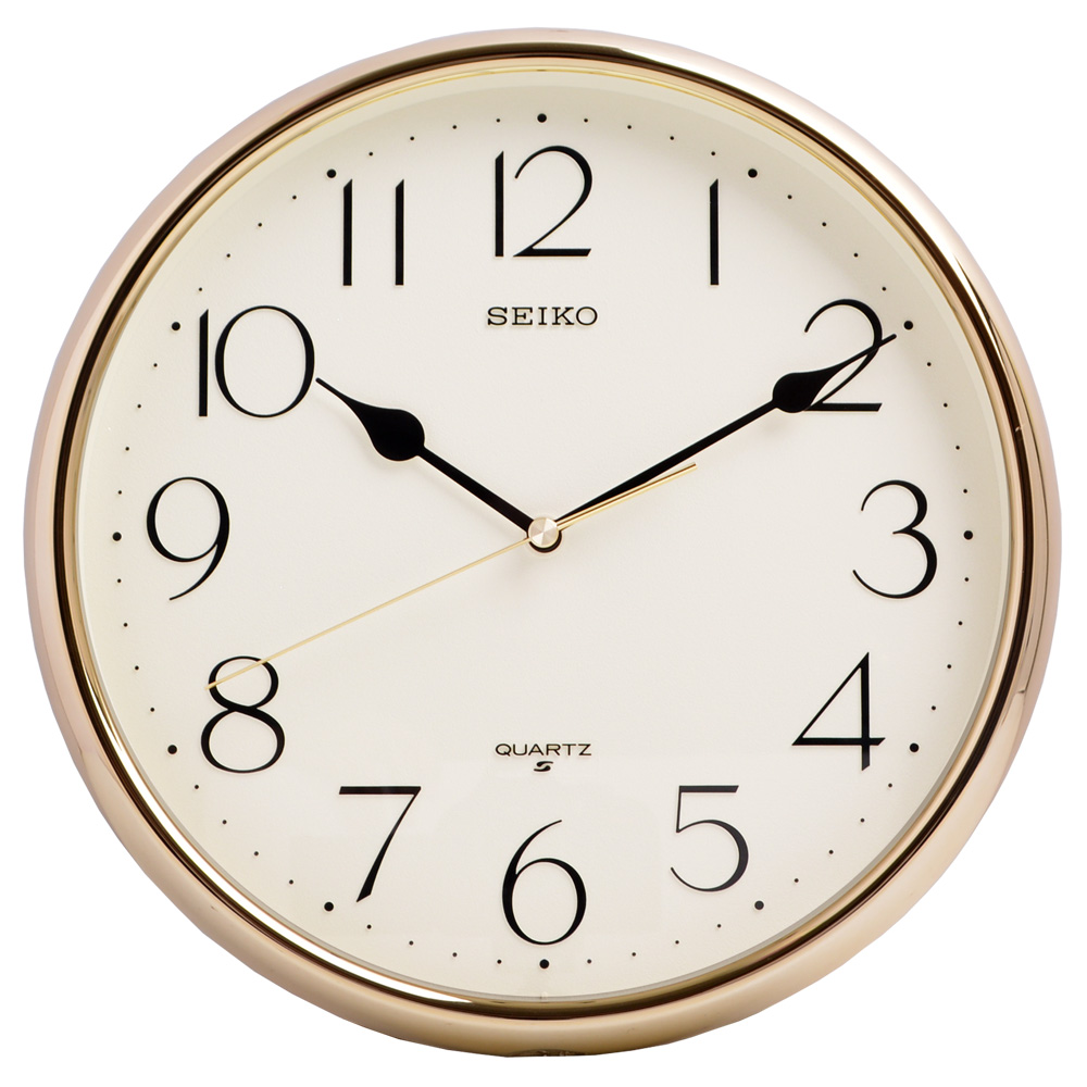 SEIKO 精工 閃耀金色外框 清新數字顯示 時鐘 掛鐘-28cm