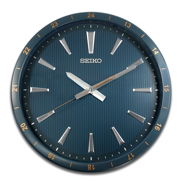 SEIKO 精工 / 35cm 立體刻度 滑動式秒針 靜音掛鐘 - 藍色 ＃QXA802L