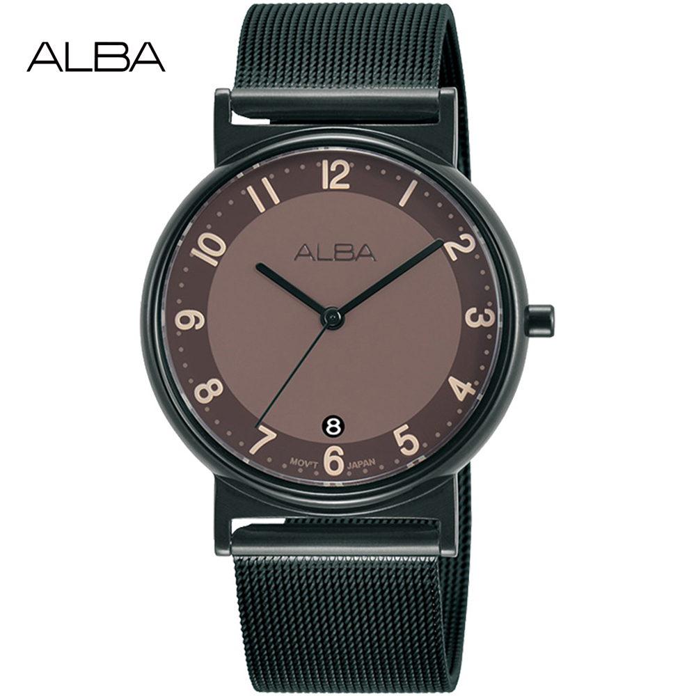 ALBA 雅柏 簡約時尚米蘭帶腕錶/鐵灰/34mm (VJ32-X328SD/AG8M49X1)