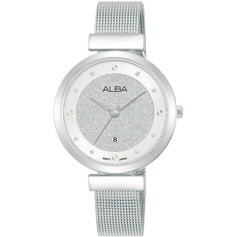 ALBA 雅柏 時尚米蘭帶大三針晶鑽女錶-32mm(AH7CG9X1/VJ22-X403S)