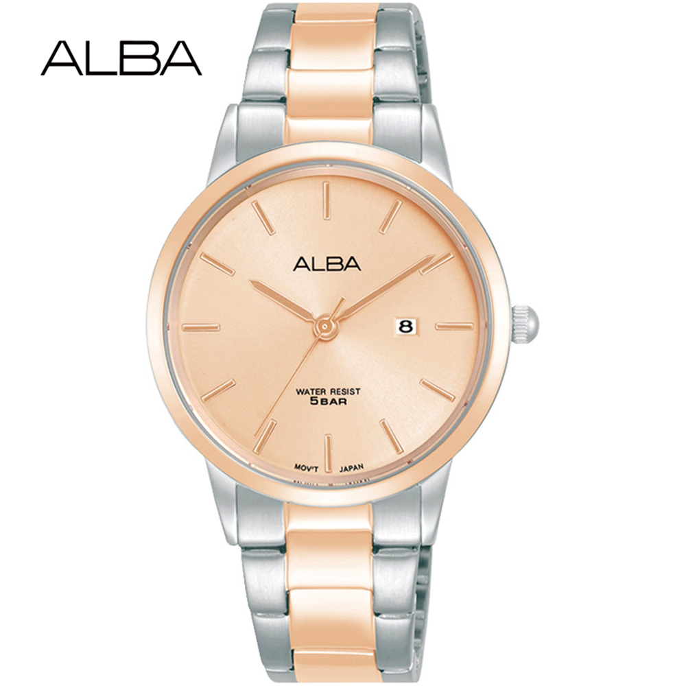 ALBA 雅柏 簡約時尚氣質腕錶/玫瑰金X銀/32mm (VJ22-X399K/AH7BU8X1)