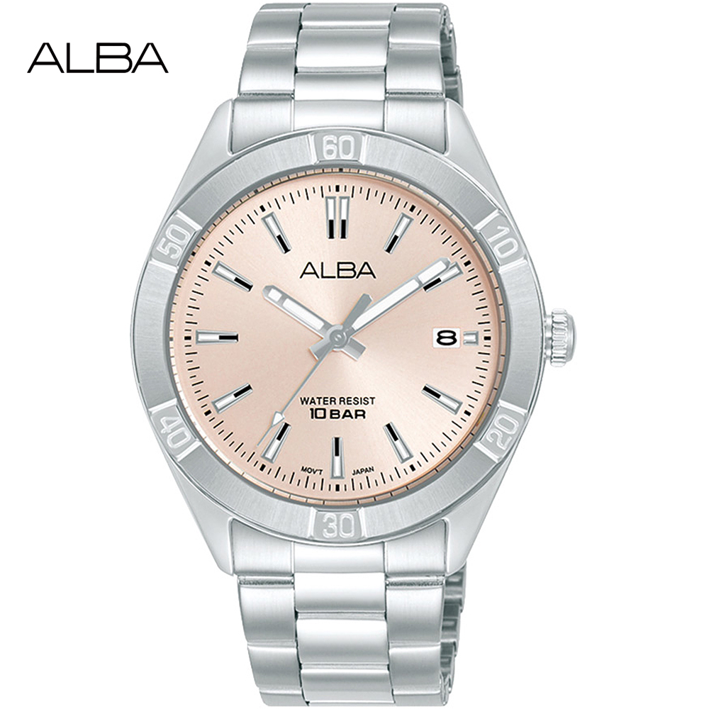 ALBA 雅柏 運動風時尚腕錶/粉紅X銀/35.5mm (VJ32-X336P/AG8M97X1)