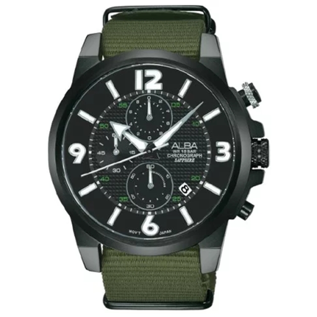 ALBA VD57-X089U(AM3401X1) 時尚型男計帆布計時腕錶/45mm