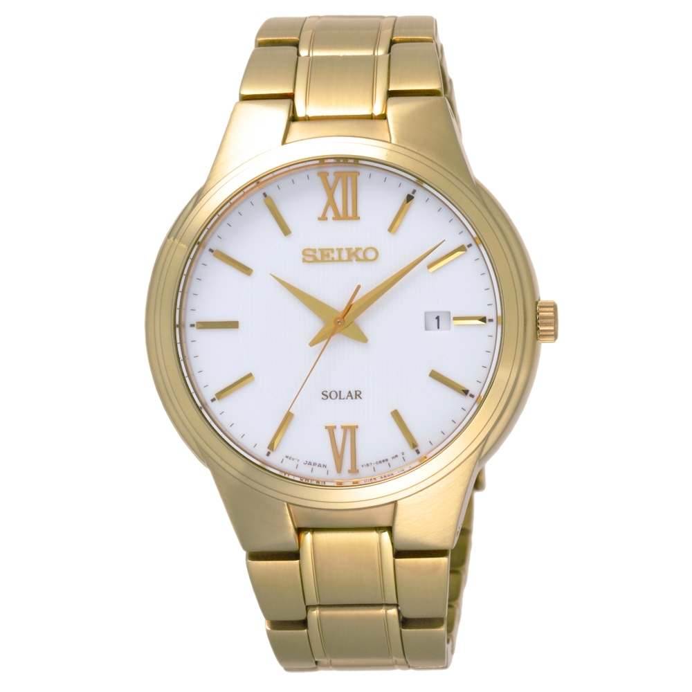 SEIKO 熱情羅馬時尚太陽能腕錶-SNE390P1