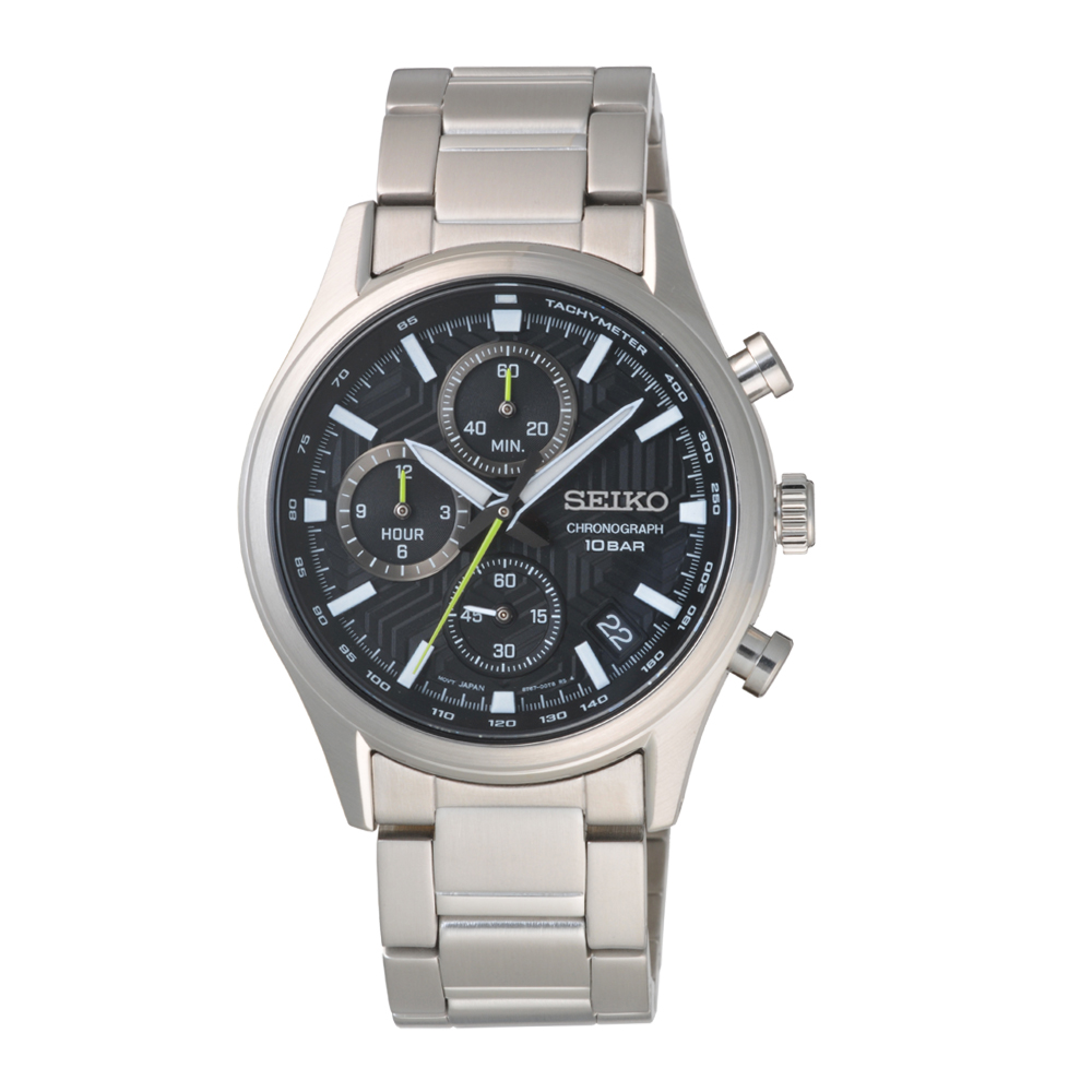 SEIKO 競速極限三眼計時腕錶-銀X黑