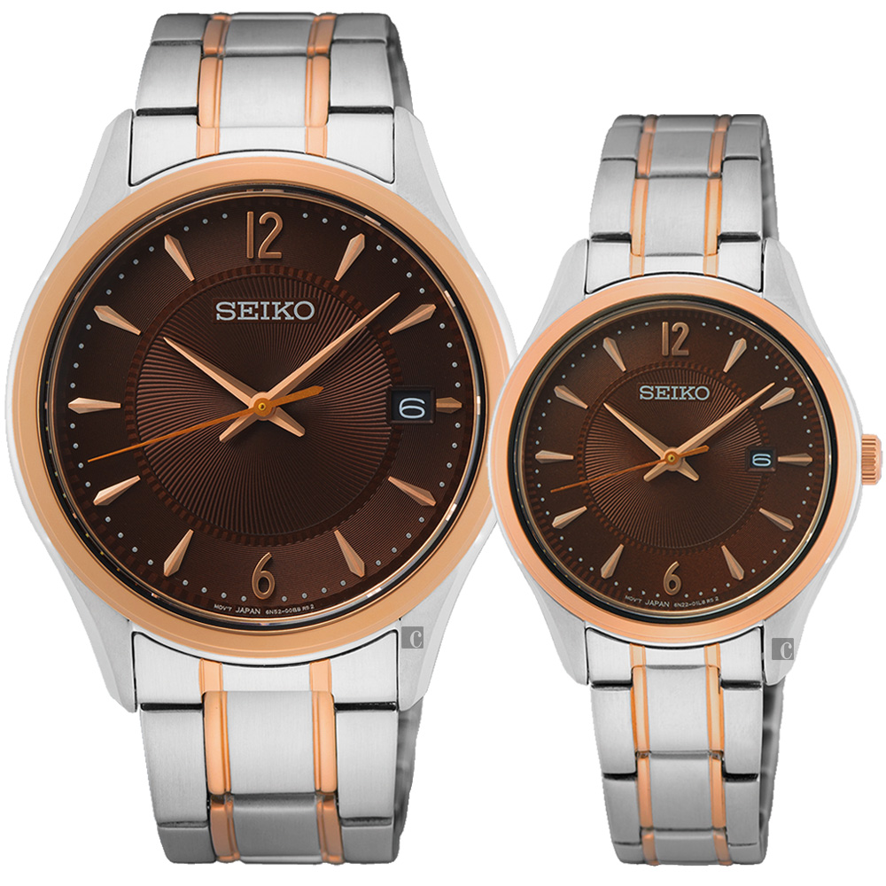 SEIKO精工 CS 城市情侶手錶 對錶 6N52-00D0B+6N22-00N0B (SUR470P1+SUR476P1)