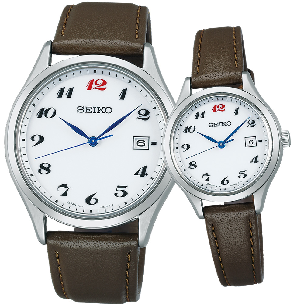 SEIKO 精工 經典簡約 110週年紀念限量版對錶-V157-0DV0J+V137-0DN0J