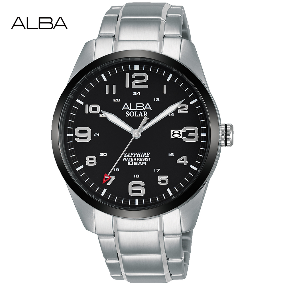 ALBA 雅柏 台灣限定款太陽能時尚腕錶/黑X銀/39.5mm (AS32-X018D/AX3005X1)