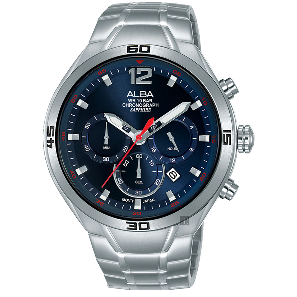 ALBA-雅柏 IG廣告款-型男計時錶-藍x44mm VD53-X353B (AT3G37X1)
