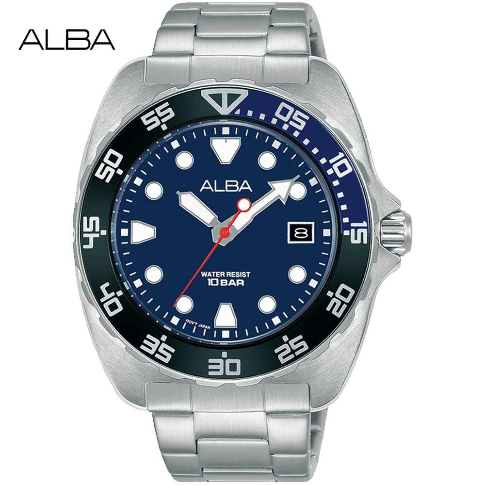 ALBA 雅柏 潛水風格水鬼造型腕錶/藍黑/44.7mm (VJ42-X317B/AS9M91X1)