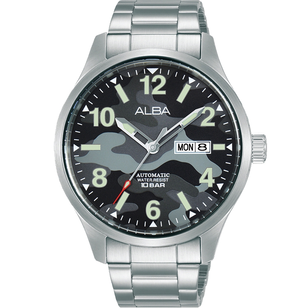 ALBA 雅柏 東京迷彩風印象三針機械不鏽鋼錶-42mm (AL4275X1/Y676-X039D) 灰黑 男錶