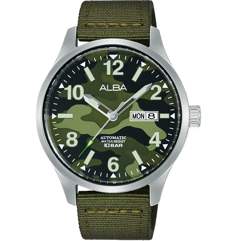 ALBA 雅柏 東京印象 迷彩風大三針機械錶-42mm (AL4267X1/Y676-X040G)