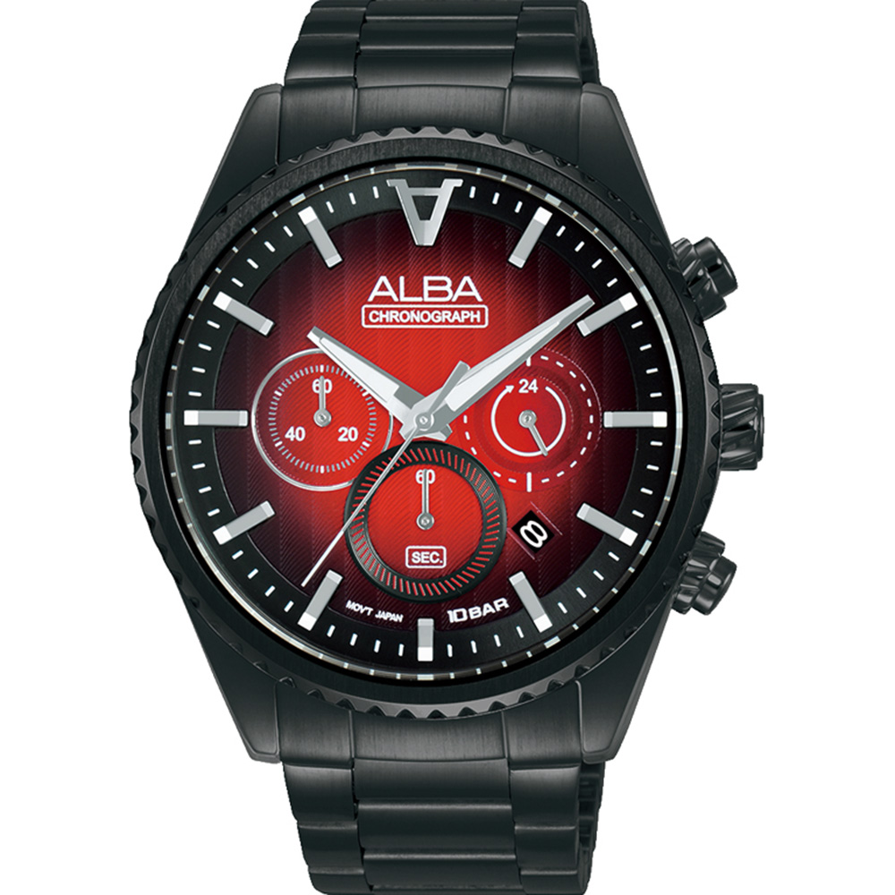ALBA 雅柏 東京炙熱紅計時手錶-43mm(AT3H91X1/VD53-X388SD)