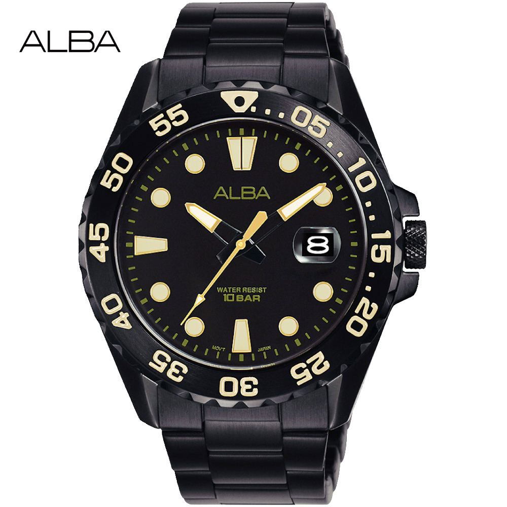 ALBA 雅柏 潛水風格時尚腕錶/黑/42mm (VJ42-X322SD/AS9N23X1)