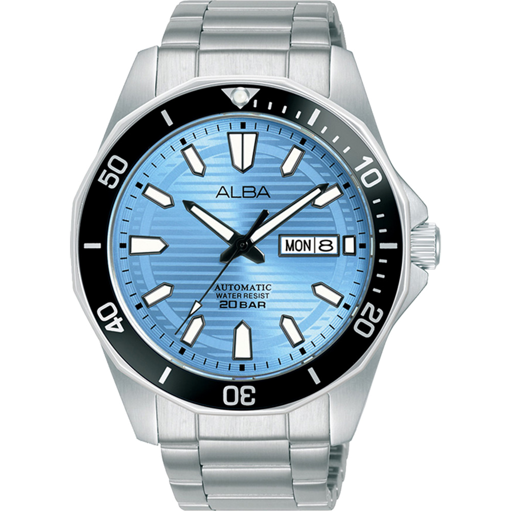 ALBA 雅柏 AL4459X1 多角形冰藍200米機械錶-43mm Y676-X063F