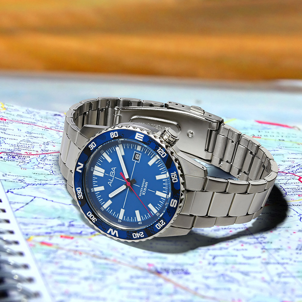 ALBA 雅柏 旅行戶外手錶-藍/42.6mm(AS9Q19X1/VJ42-X335B)