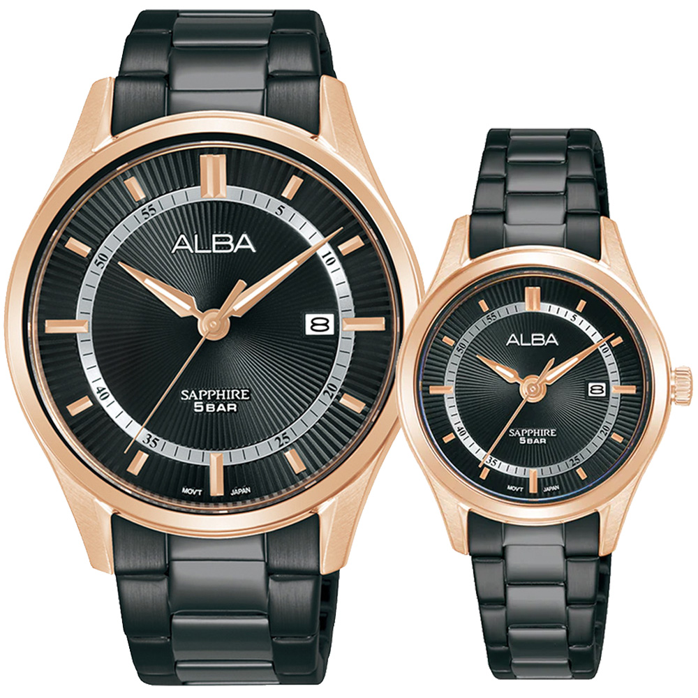 ALBA 雅柏 時尚大三針情侶手錶 對錶-41+30mm(AS9R10X1+AH7BP8X1)