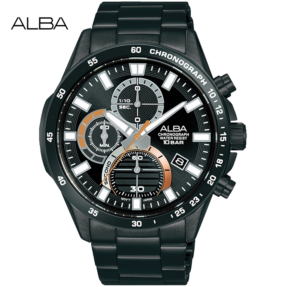 ALBA 雅柏 競速時尚三眼計時錶/黑/43mm (VD57-X218SD/AM3979X1)