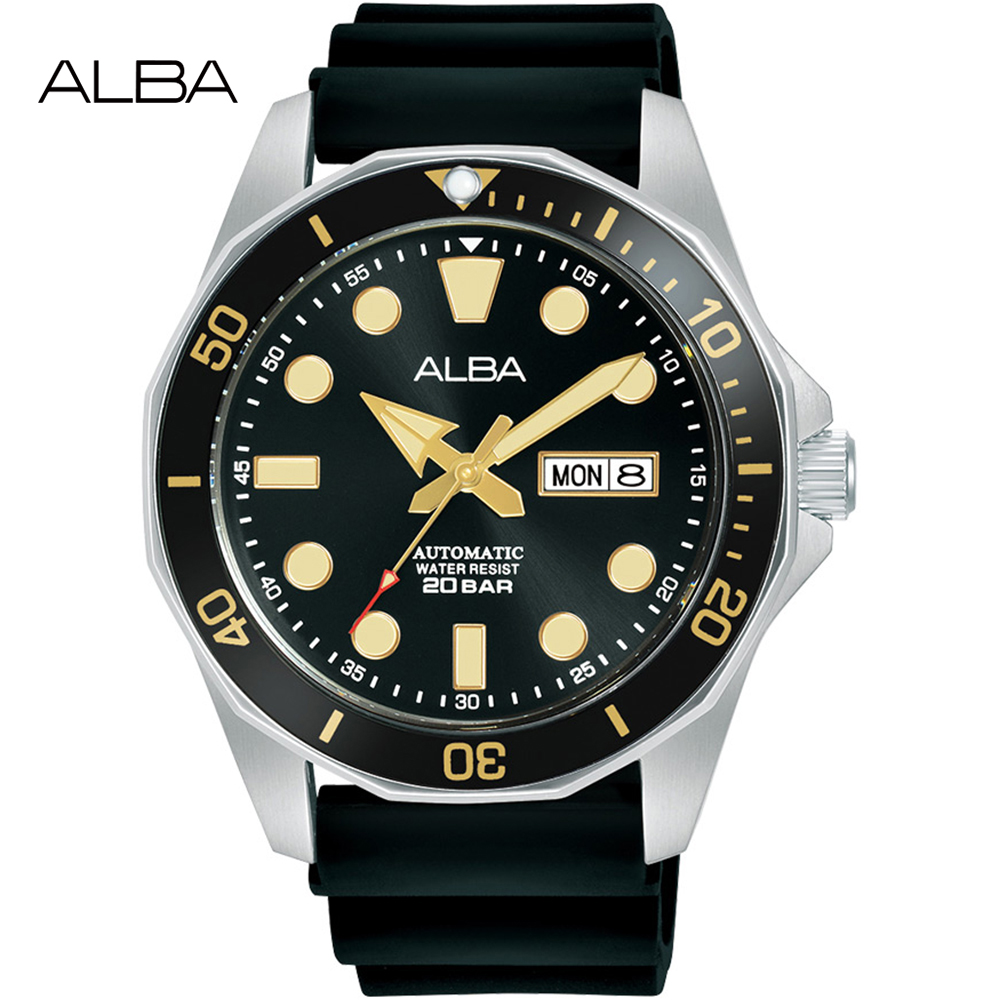 ALBA 雅柏 潛水風格200米防水機械錶/黑/43mm (Y676-X063C/AL4553X1)