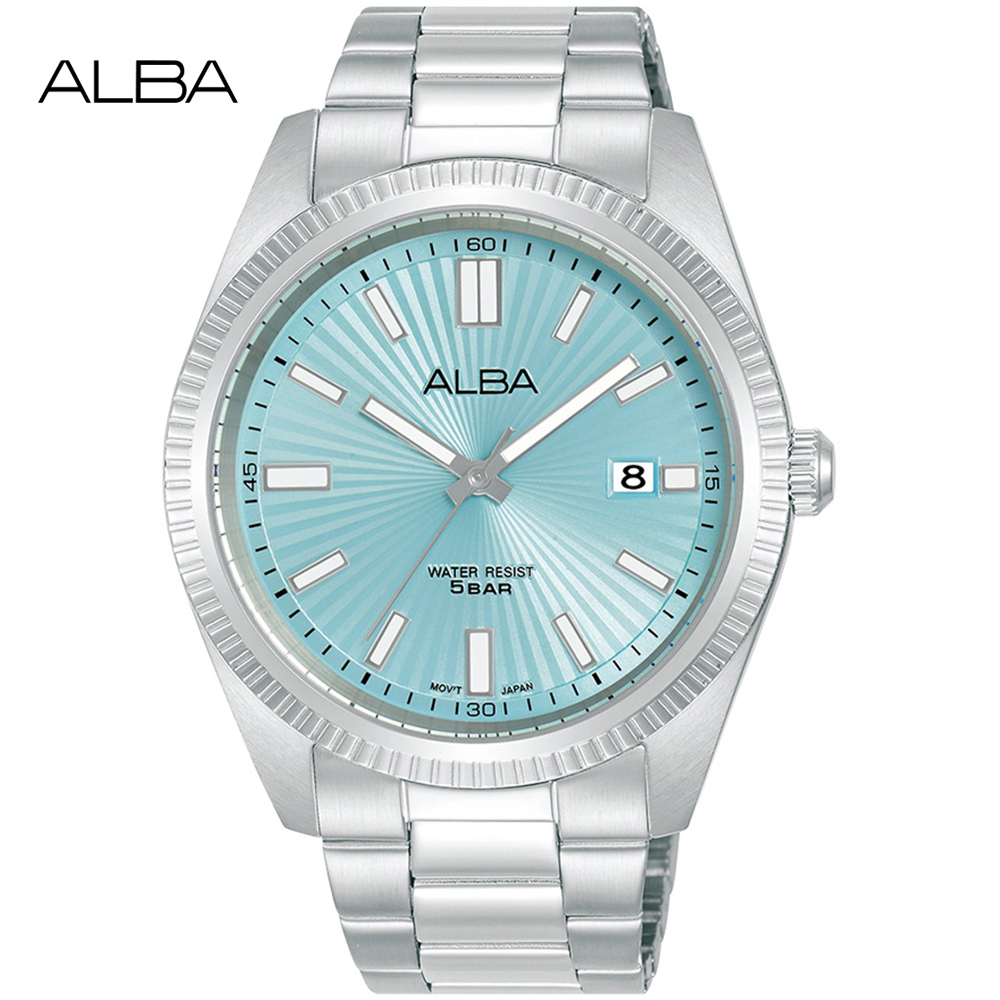 ALBA 雅柏 太陽紋簡約時尚腕錶/冰藍X銀/42.5mm (VJ42-X353G/AS9S71X1)