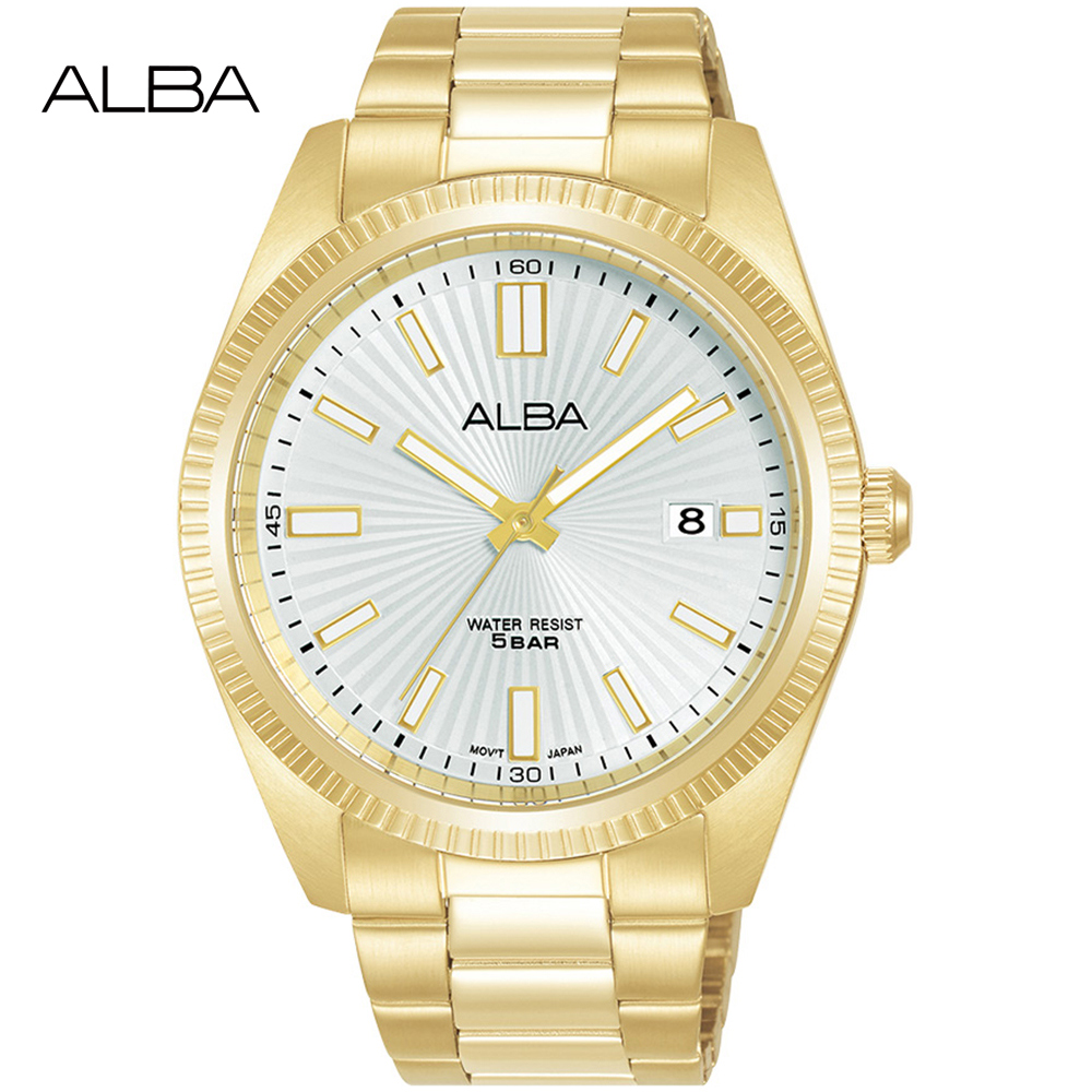 ALBA 雅柏 太陽紋簡約時尚腕錶/銀X金/42.5mm (VJ42-X353K/AS9S60X1)