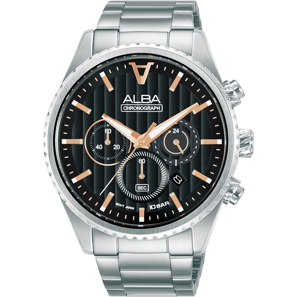 ALBA 雅柏 SIGNA 三眼計時石英腕錶-VD53-X388D(AT3H81X1)/42mm