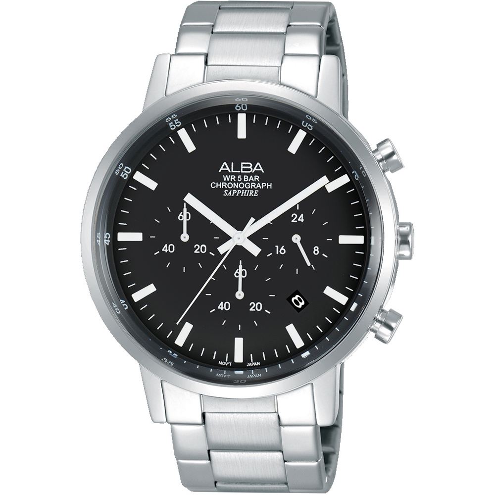 ALBA 雅柏 SIGNA 三眼計時石英腕錶-VD53-X388D(AT3H81X1)/42mm
