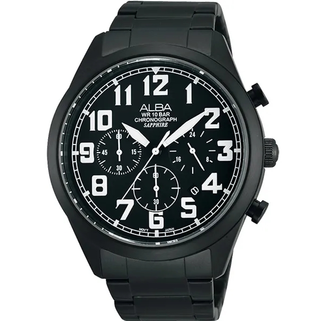 ALBA 雅柏 SIGNA 三眼計時石英腕錶-VD53-X170SD(AT3591X1)