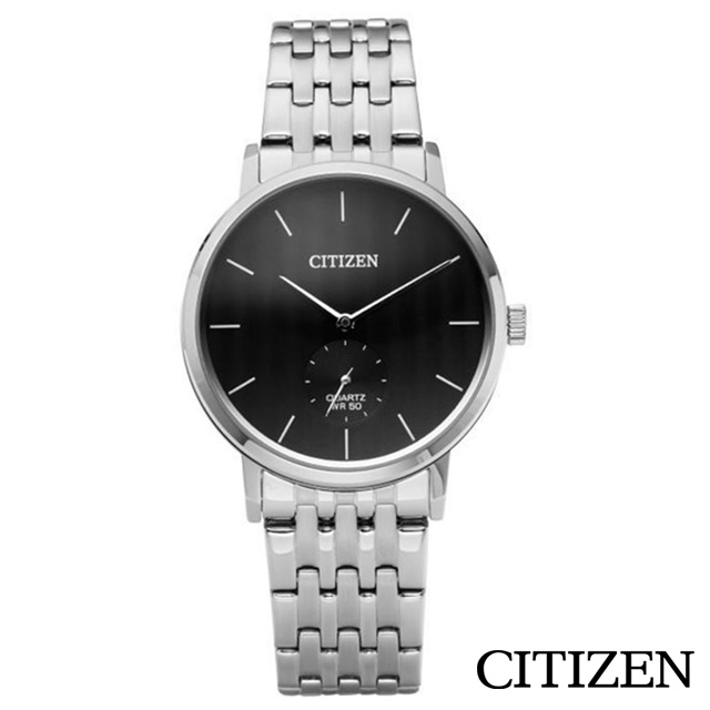 CITIZEN星辰 日本機芯礦石強化玻璃不鏽鋼手錶-黑色(BE9170-56E)