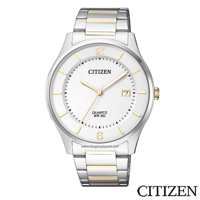 CITIZEN星辰 雙色日期顯示石英男仕手錶 BD0048-80A