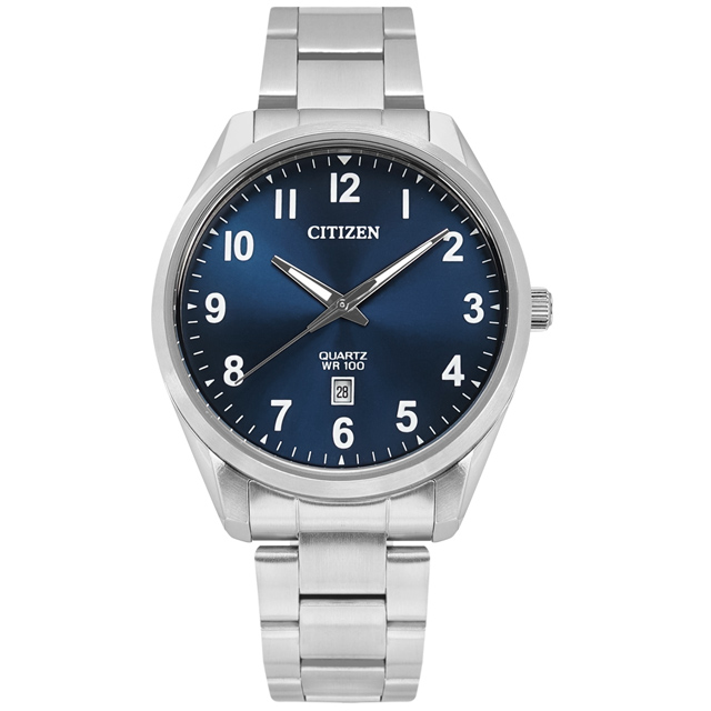 CITIZEN / BI1031-51L / 簡約時尚 日期 防水100米 日本機芯 不鏽鋼手錶 藍色 42mm