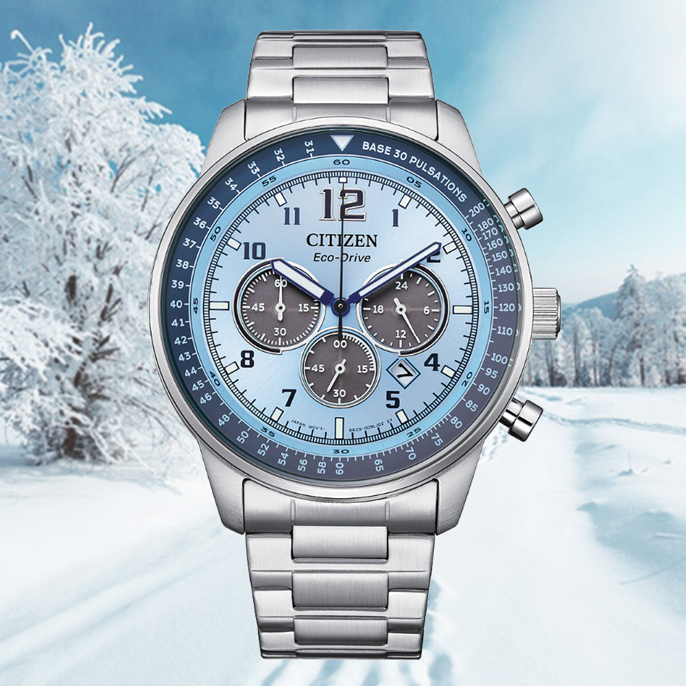 CITIZEN 星辰 Chronograph 希望之藍限定款 光動能 碼錶計時腕錶-44mm CA4500-83M