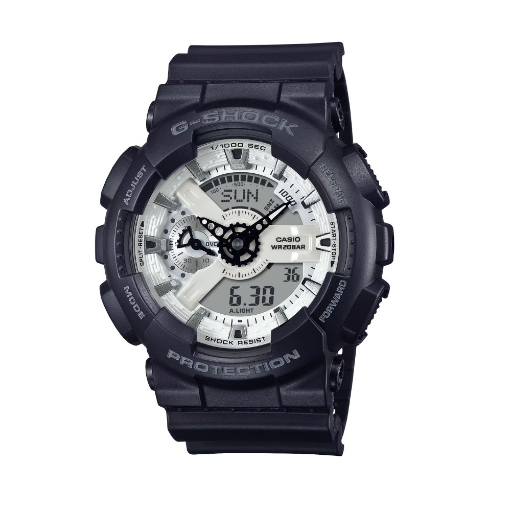 【CASIO 卡西歐】 G-SHOCK BLACK & WHITE 黑白潮流 人氣雙顯 GA-110WD-1A 51.2mm