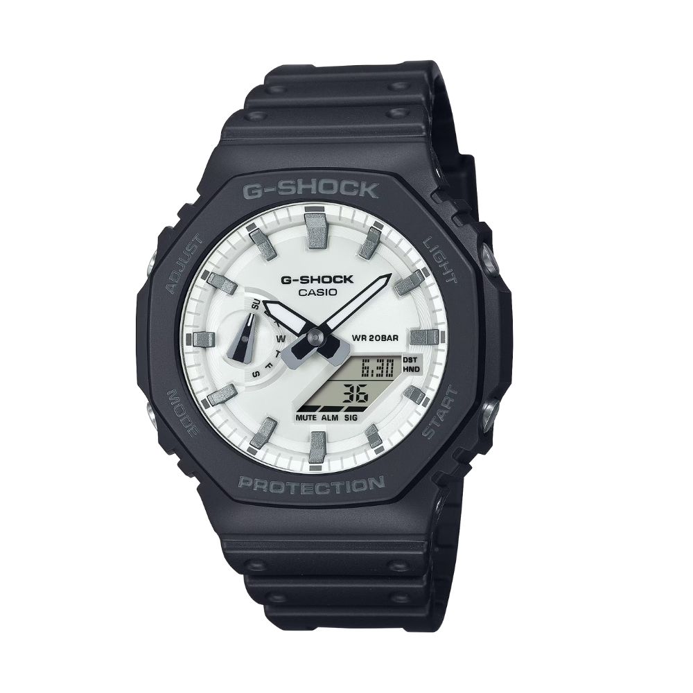 【CASIO 卡西歐】G-SHOCK BLACK & WHITE 黑白潮流 八角形錶殼 GA-2100WD-1A 45.4mm