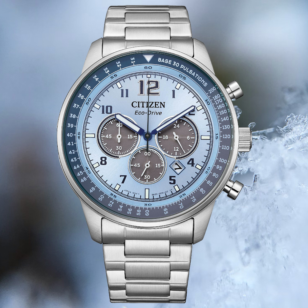 CITIZEN 星辰 Chronograph 藍色聖誕賽車運動風格計時男錶/44mm(CA4500-83M)