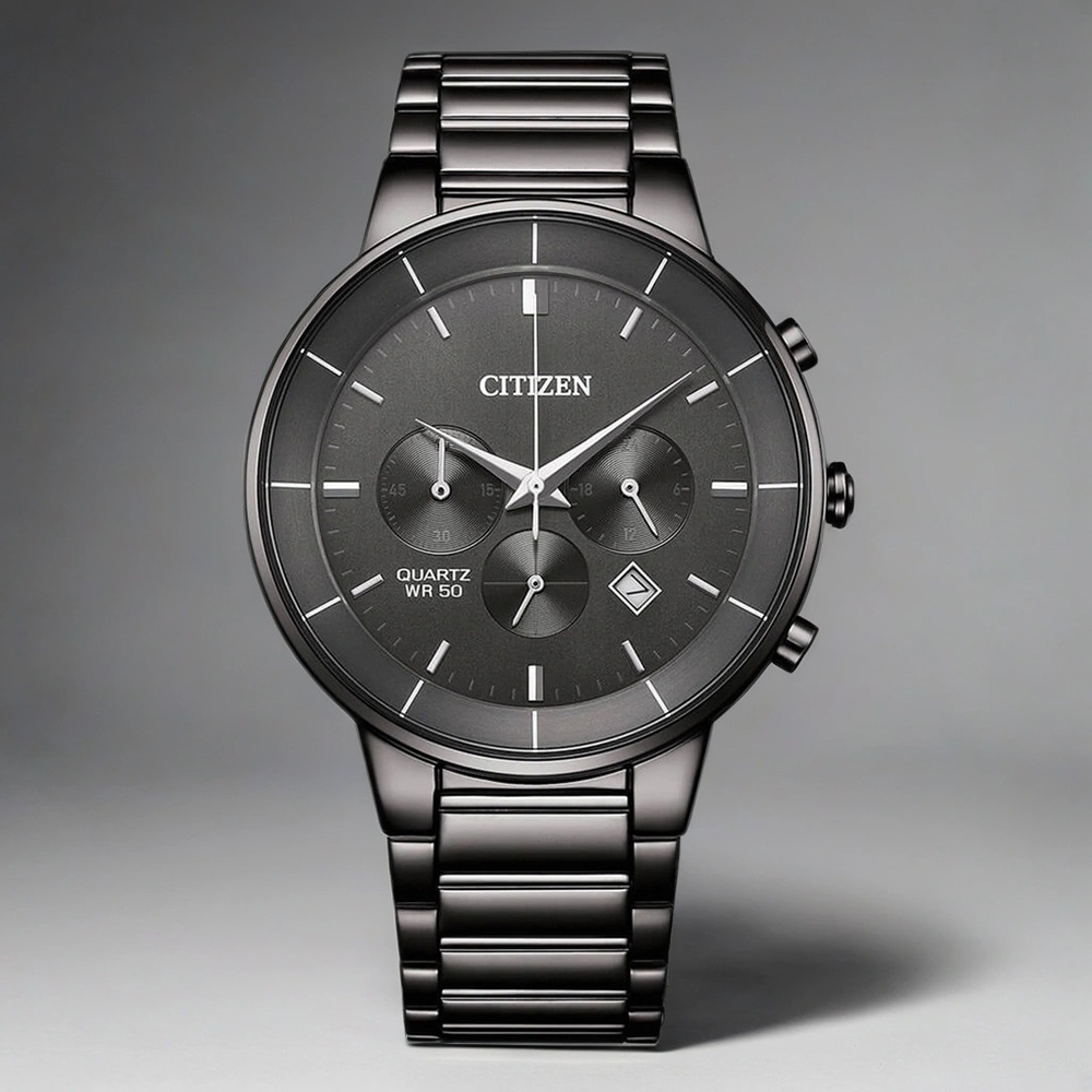 CITIZEN 星辰 Chronograph 紳男計時手錶-鐵灰/42mm(AN8227-53H)