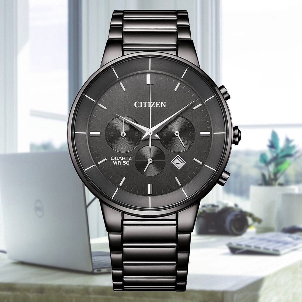 CITIZEN 星辰 Chronograph 碼錶計時 三眼 時尚男錶 42mm AN8227-53H