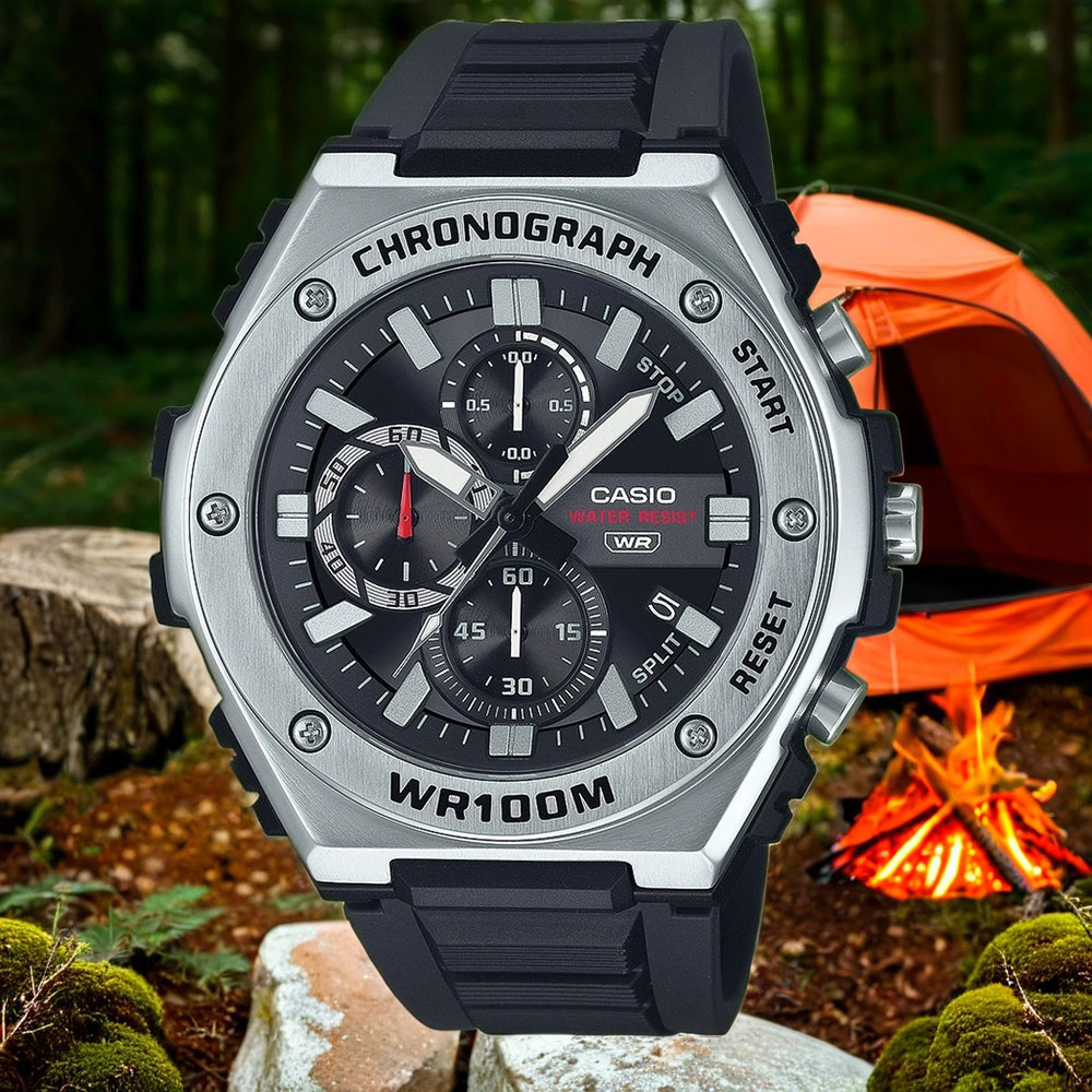 CASIO 卡西歐 運動風三眼計時手錶-黑 MWA-300H-1AV