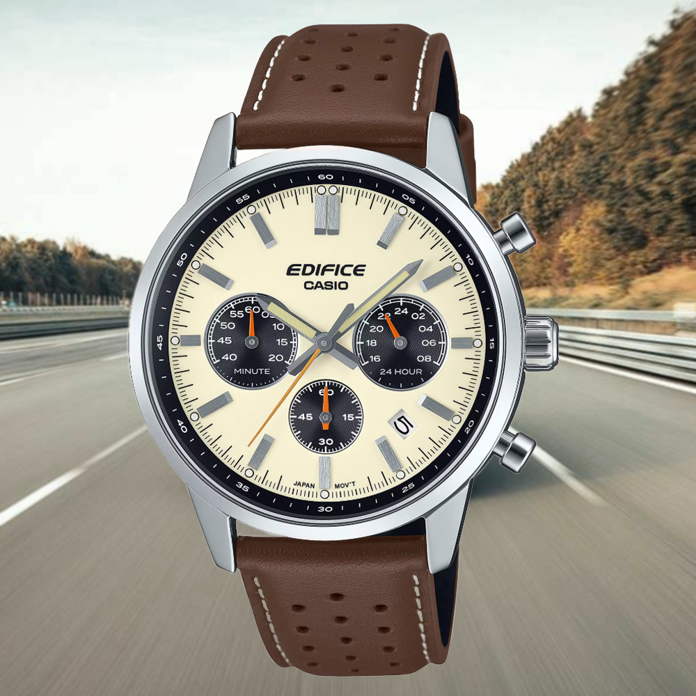 CASIO 卡西歐 EDIFICE 計時碼錶 凸面圓頂玻璃 運動風手錶 EFR-575L-7A
