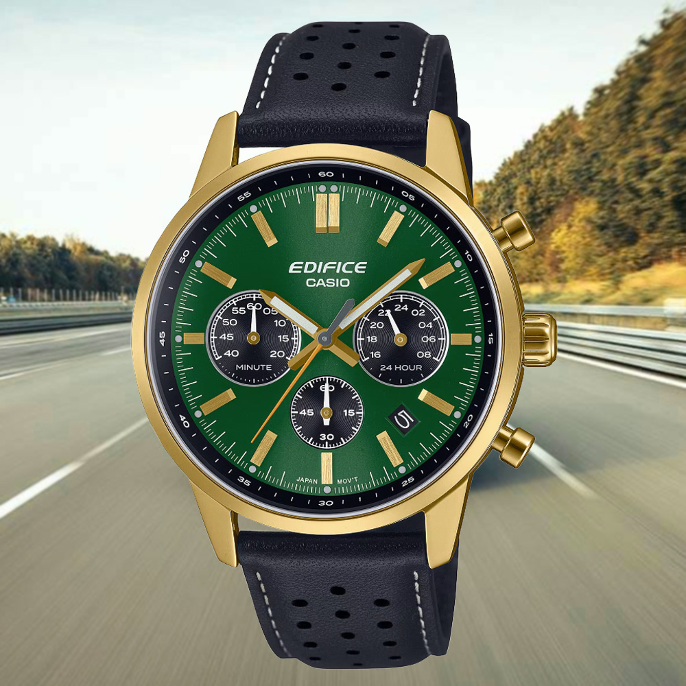 CASIO 卡西歐 EDIFICE 計時碼錶 凸面圓頂玻璃 運動風手錶 EFR-575CL-3A