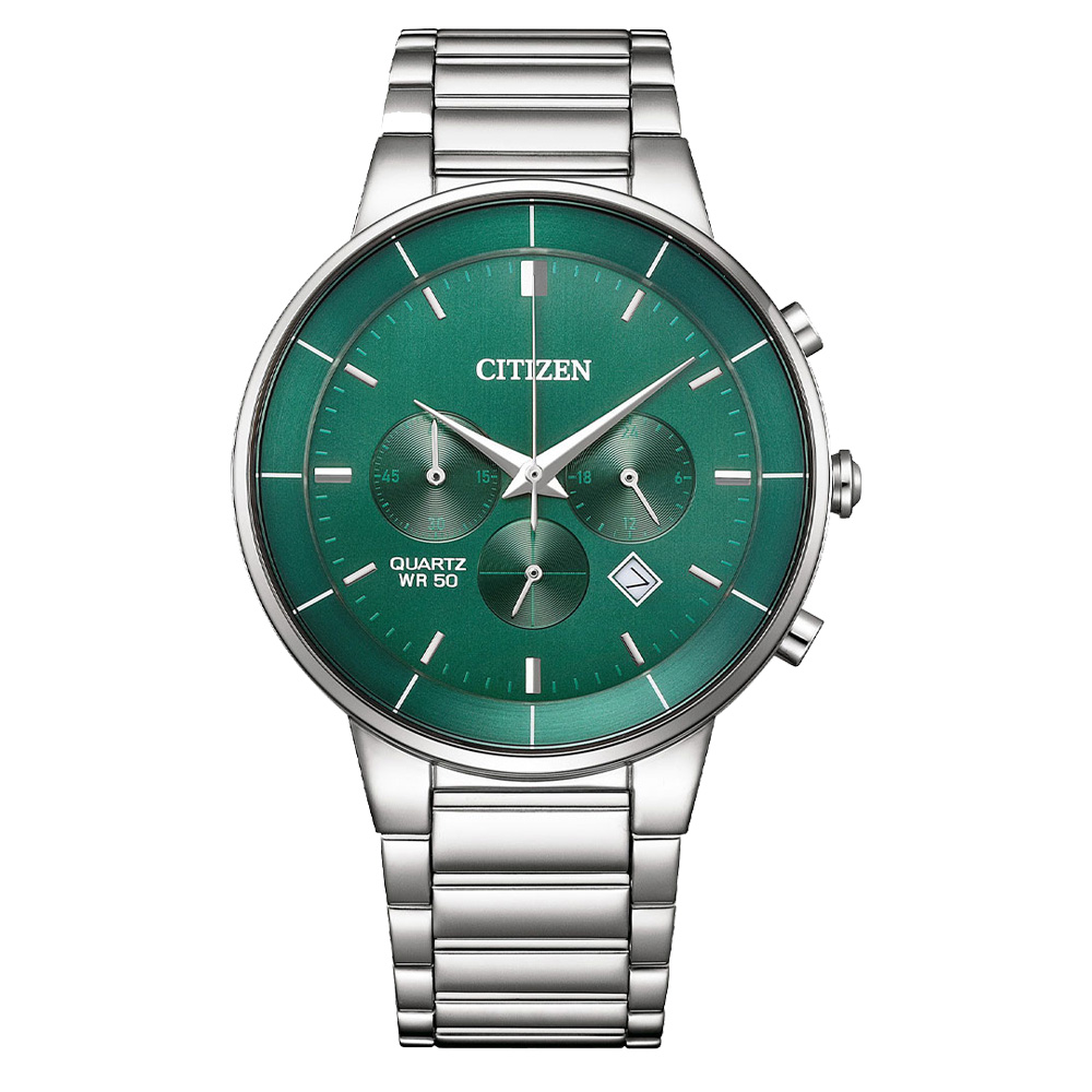 【CITIZEN 星辰】簡約時尚三眼鋼帶錶 AN8220-52X